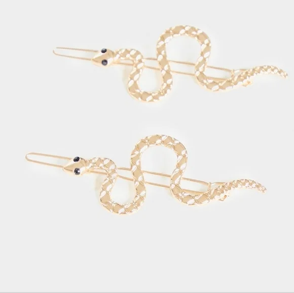 Gold Snake Hair Slide 2 Pack - Picture 3 of 4